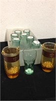 Light green tinted Coca-Cola glasses with two