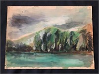 Watercolor on Paper "Pond Landscape" ArtistUnknown