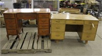 Vintage 8-Drawer Desk & 7-Drawer Desk, Approx