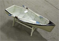 Glass Top Canoe Table w/Oars, Approx 48"x14"x21"