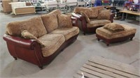 Couch, Love Seat & Ottoman, Approx 88"x33"x42",
