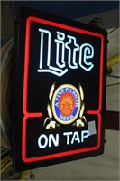 Lite Beer Sign, Approx 15"x20"x6", Works Per