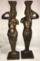 Pair Of Bronze Figural Candle Holders