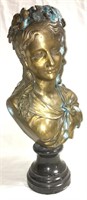 Bronze Headbust Sculpture On Marble Base