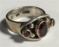 Sterling Silver Ring With Garnets