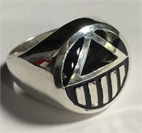 Sterling Silver & Black Enameled Ring