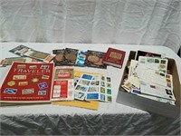 2 boxes coin books, stamp album-partial,