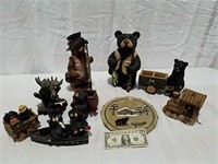 Assorted bear theme figures and decorative items