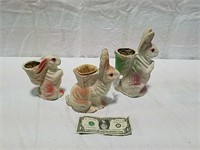 3 vintage paper mache rabbits