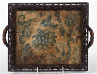 CHINESE SILK EMBROIDERY FRAGMENT, a finely