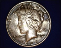 1924 Peace Dollar - VF - cleaned