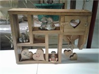 Wood shelf & Kitty figurines