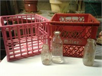 Old glass milk bottles