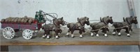 Cast iron beer wagon with eight horses