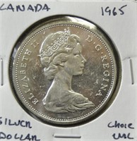 1965 CANADA SILVER DOLLAR CHOICE BU