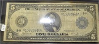 1914 5 DOLLAR FEDERAL RESERVE NOTE  VF