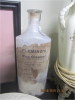 Antique Flemings Rug Cleaner Bottle w/Partial