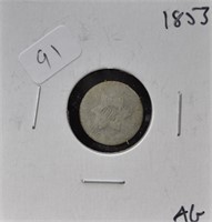1853 3 CENT SILVER AG