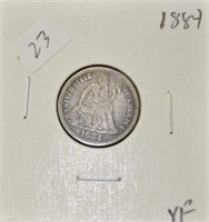 1884 SEATED DIME  VF