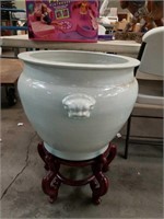 Large  Oriental flower pot with stand
