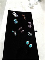 Bag with 8 pairs of Sterling earrings