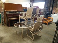 5 piece patio set table and 4 spring chairs