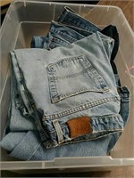 Box of blue jeans