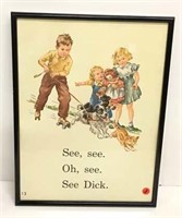 Vintage Dick & Jane Print in Frame