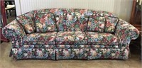 Floral Upholstered Sofa with Throw