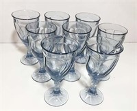Noritake Blue swirl Glass goblets (Lot of 8)
