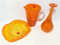 Tangerine Glass Items (lot of 3)