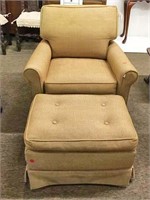 Upholstered Reading Chair with Ottoman