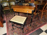 HITCHCOCK WRITING DESK WITH CANE SEAT STOOL