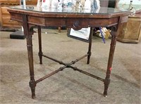 Entry Way Table with Carved Cross Stretcher Base