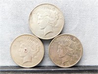 TRIO OF 1922 PEACE SILVER DOLLARS