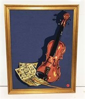 Cross-Stitch Violin in Gilt Frame