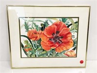 Poppies Watercolor on Paper by Linda