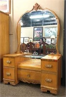Art Deco Ornate Vanity with Beveled Mirror
