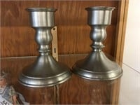 Pair of Pewter Candle Holders