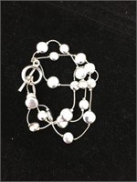 Triple Strand Silvertone Bracelet