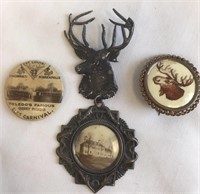 3 Vintage Lodge Badges, 2 Elks, 1 Moose, Toledo