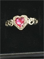 Sterling Silver Pink Stone Ring