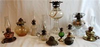 Lot of 10 Vintage and Antique Oil Lamps