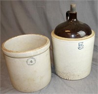 Large Vintage Stoneware Jug and Crock