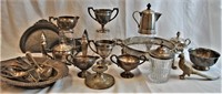 Large Lot of As Found Vintage Silver Plate Pieces
