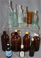 13 Vintage Glass Bottles, Bob's, Diekman, Kenk's…