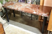 LOW ROUGE MARBLE TOP & METAL CONSOLE