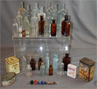 Vintage Bottles, Tins, Marbles…