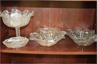 Pedestal Bowl & 3 Glass Bowls