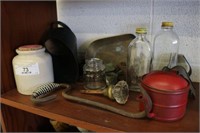 Stoneware Jar, Bottles, Glass Doorknob